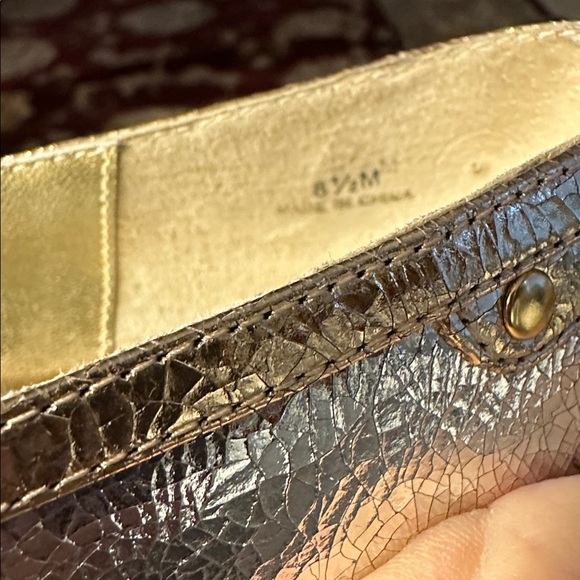 Beverly Feldman Silver and Gold Flats with Floral Accent - Picture 10 of 10